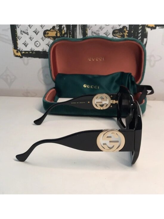 New ✨ Authentic Gucci GG1022S 001 Black Oversized Square Sunglasses ✨ main image 5